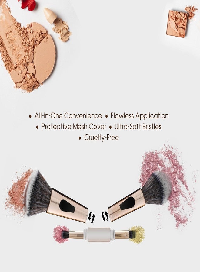 Erico 4 in 1 Travel Makeup Brush Set, Dual-Ended with Foundation, Powder, Eyeshadow Blending and Flat Brush, Ultra-Soft Cruelty-Free Bristles - Image 2