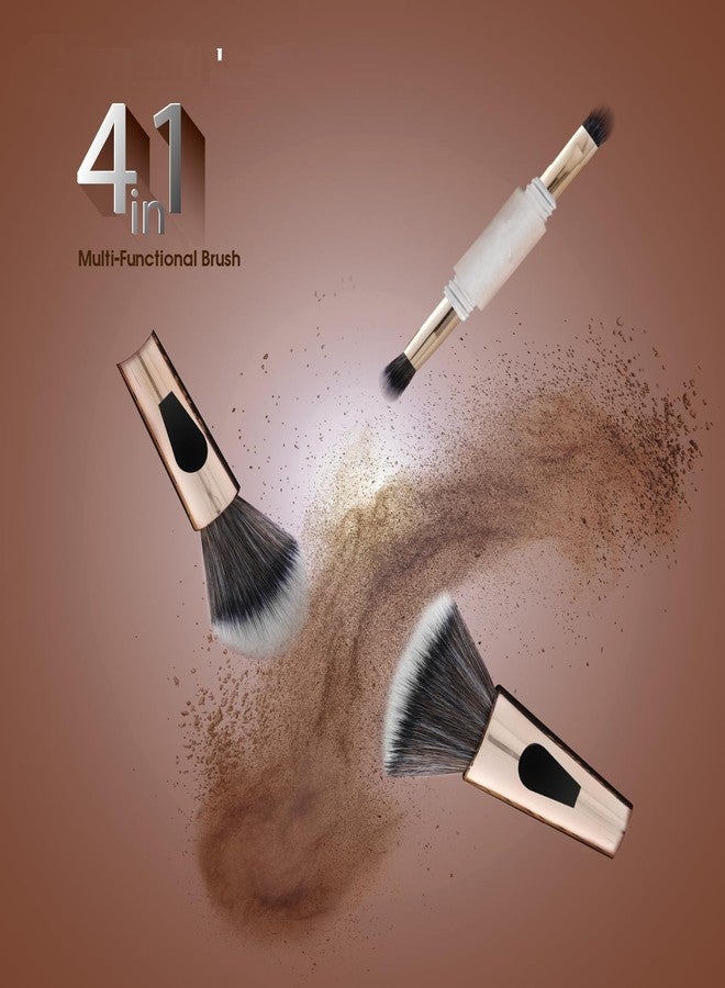 Erico 4 in 1 Travel Makeup Brush Set, Dual-Ended with Foundation, Powder, Eyeshadow Blending and Flat Brush, Ultra-Soft Cruelty-Free Bristles - Image 5