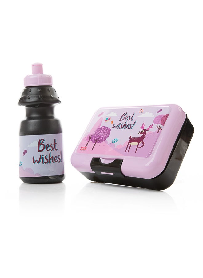 بريما طقم زجاجة ماء وعلبة غداء للأطفال معزولة للحفاظ على المشروبات باردة أو ساخنة، حقيبة غداء واسعة قابلة للتنظيف، حزام كتف قابل للتعديل، تصميم ممتع وأنيق يجذب الفتيات، مقاومة للتسرب ومواد آمنة وخفيفة للاستخدام اليومي - Image 1