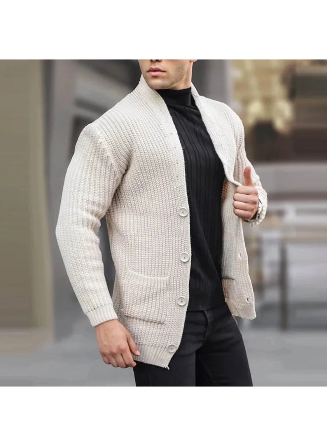 NIBEMINENT Men Casual Knitting Cardigan Autumn Winter Sweater Coats Solid Long Sleeve Male Jacket Daily Style Pocket Streetwear Tracksuits - Image 1