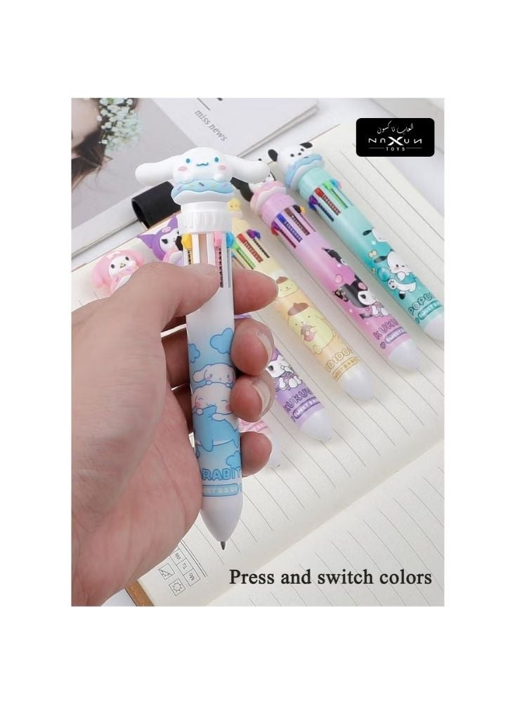 Premium Cartoon Character Multi-Color Pen Set – 6-in-1 Cute Writing Pens for Kids - Image 3