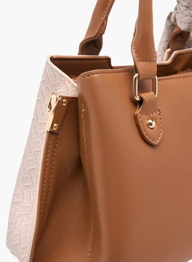 Flora Bella By Shoexpress Womens Colourblock Tote Bag With Zip Closure And Scarf Detail