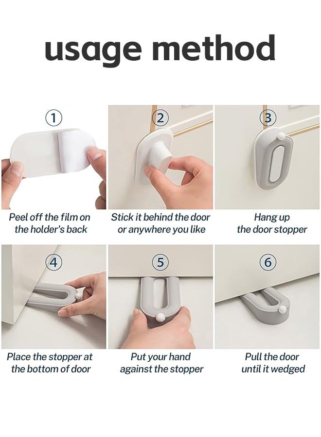 4 قطع من سدادة الباب مع دعامة، إسفين أمان مطاطي لأسفل الباب على السجاد والخرسانة والبلاط والمشمع والخشب، سدادة باب شديدة التحمل، ملحق مكتبي جميل وتحسين المنزل (أزرق) - Image 3