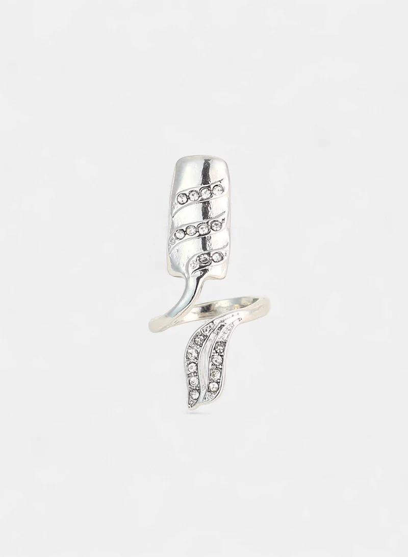 Sohi  Women The Botanic Nail Ring Set | Metallic  Colour | Set Of 4 | One-Size | Artificial Stone Alloy Material | Adjustable Closure | Ring For Casual & Evening Wear for Women | Best Price UAE