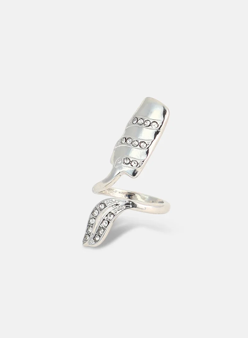 Sohi  Women The Botanic Nail Ring Set | Metallic  Colour | Set Of 4 | One-Size | Artificial Stone Alloy Material | Adjustable Closure | Ring For Casual & Evening Wear for Women | Best Price UAE