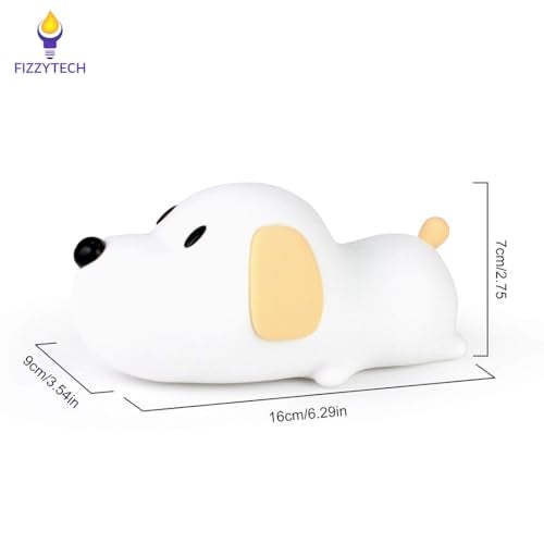 fizzytech Rechargeable Silicone Puppy Dog Night Lamp – Touch-Control Color-Changing LED Light for Kids' Bedroom Decor and Baby Gift(Silicone Dog Lamp) - Image 3