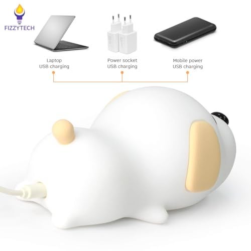 fizzytech Rechargeable Silicone Puppy Dog Night Lamp – Touch-Control Color-Changing LED Light for Kids' Bedroom Decor and Baby Gift(Silicone Dog Lamp) - Image 5