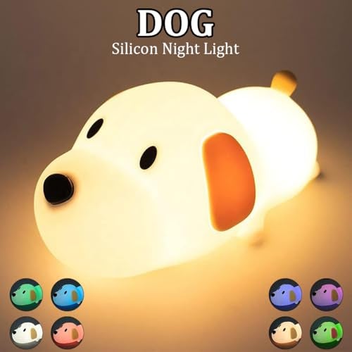 fizzytech Rechargeable Silicone Puppy Dog Night Lamp – Touch-Control Color-Changing LED Light for Kids' Bedroom Decor and Baby Gift(Silicone Dog Lamp) - Image 2