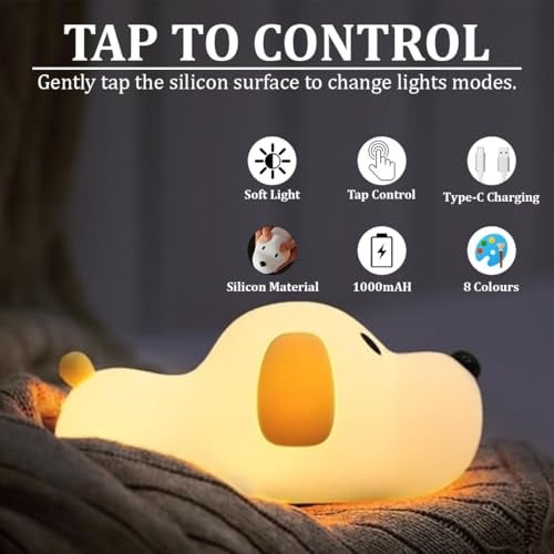 fizzytech Rechargeable Silicone Puppy Dog Night Lamp – Touch-Control Color-Changing LED Light for Kids' Bedroom Decor and Baby Gift(Silicone Dog Lamp) - Image 4