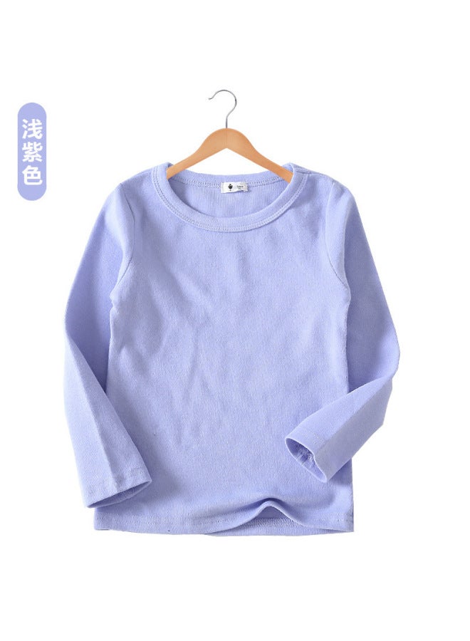 Girls' Thickeneded Bottoming Shirt Spring, Autumn And Winter New Kidsren's Round Neck Bottoming Shirt For Small And Medium-sized Kidsren Pure Color Long-sleeved Cotton Top