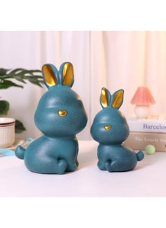 Generic Cute Zodiac Rabbit Piggy Bank Piggy Bank Resin Home Decoration Study Room Wine Cabinet Decoration Gift-Colour:Large Rabbit Piggy Bank (blue)  - Image 2