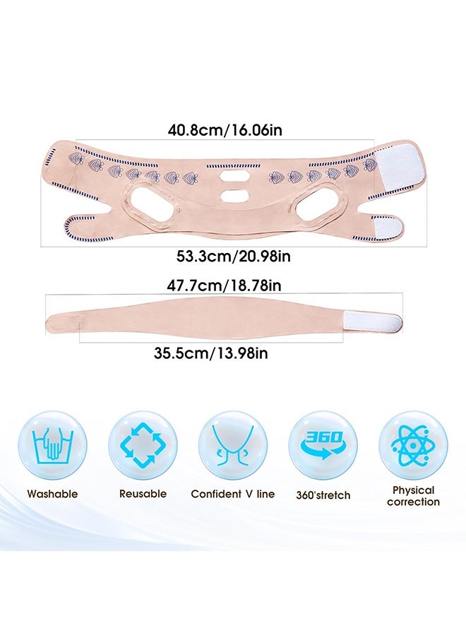 اتش واي حزام شد الوجه V Line الجديد ، ضمادة رفع الذقن والخد القابلة للتعديل لشد الوجه V ، حزام قناع النوم للنساء (وردي)  - Image 5