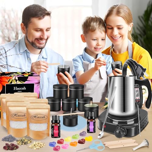 Haccah Complete Candle Making Kit With Wax Melter, Candle Making Supplies, Diy Arts&Crafts Kits Gift For Adults,Beginners,Including Soy Wax,Electric Stove,Wicks,Rich Scents,Rubber Pads,Wick Clips,Spoon, Etc. - Image 2