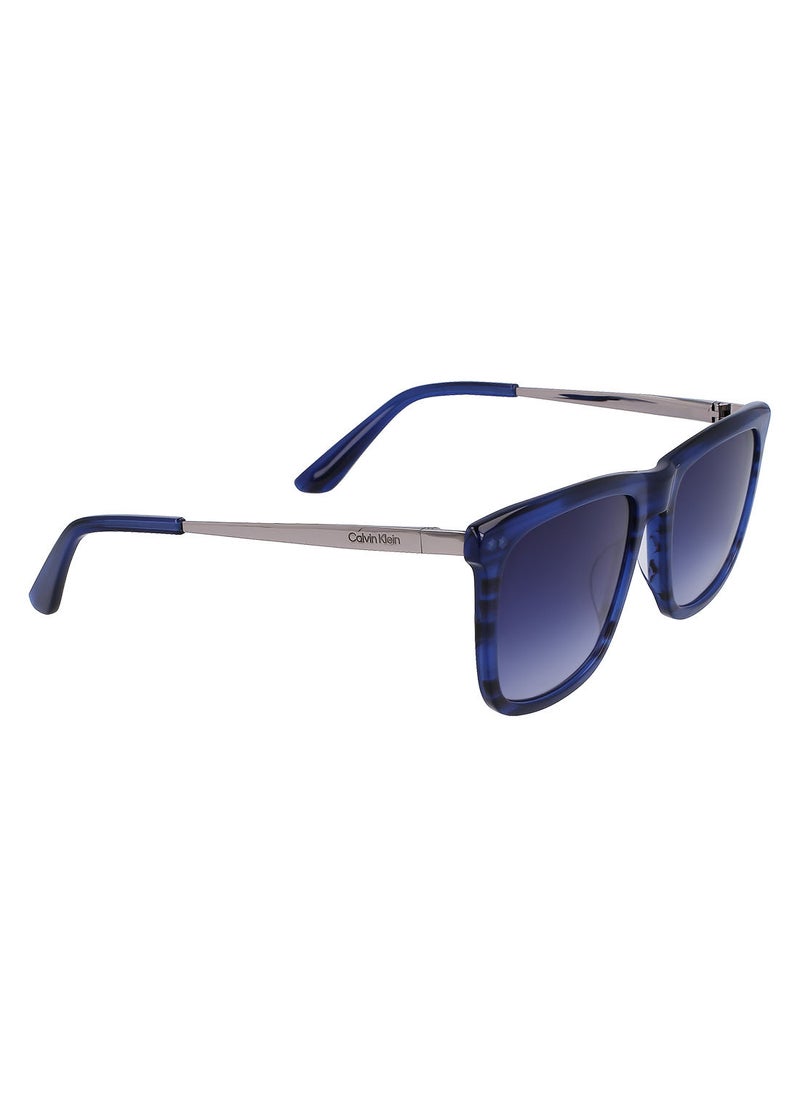 CALVIN KLEIN Full Rim Acetate Modified Rectangle Calvin Klein Sun Ck22536S 5619 (416) Striped Blue  - Image 1