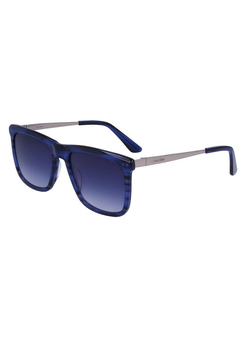 CALVIN KLEIN Full Rim Acetate Modified Rectangle Calvin Klein Sun Ck22536S 5619 (416) Striped Blue  - Image 2