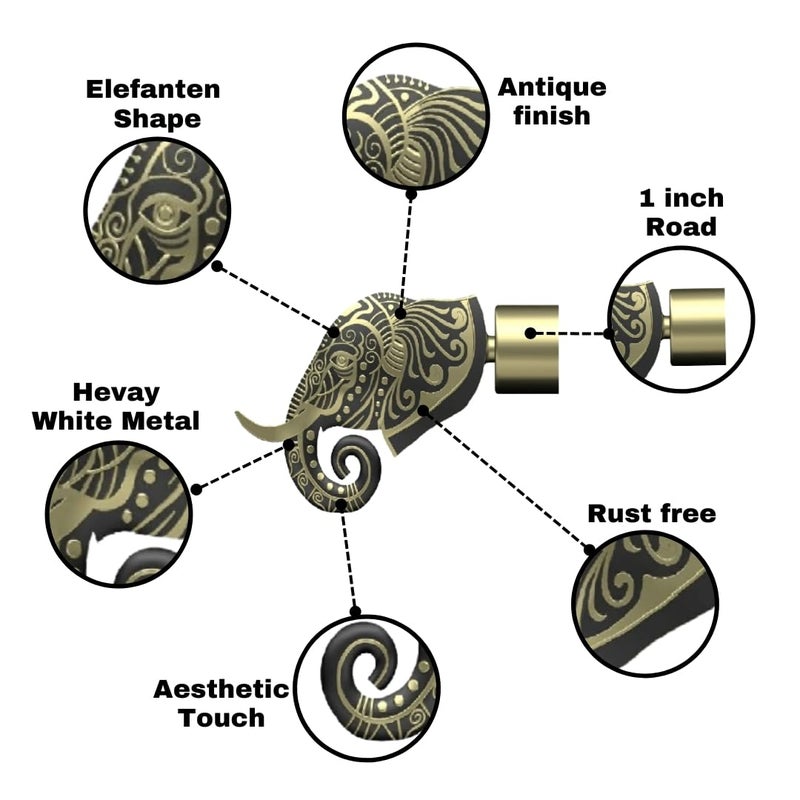SPOTBIA Curtain Bracket Stainless SteelWithout SupportHome dcorCurtain Bracket Antique Finishwindo Door AccessoriesCurtain Knob 1 Inch Rod PocketCurtain AccessorisePack of 6 - Image 4