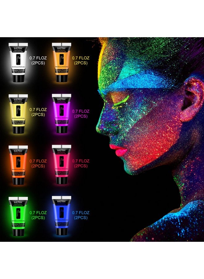 newway Luminous Neon Face & Body Paint Glow In The Dark Party Supplies Makeup Cream Paint Light For Halloween Christmas 8 Color 0.7 Fl Oz X 16 Tubes - Image 4