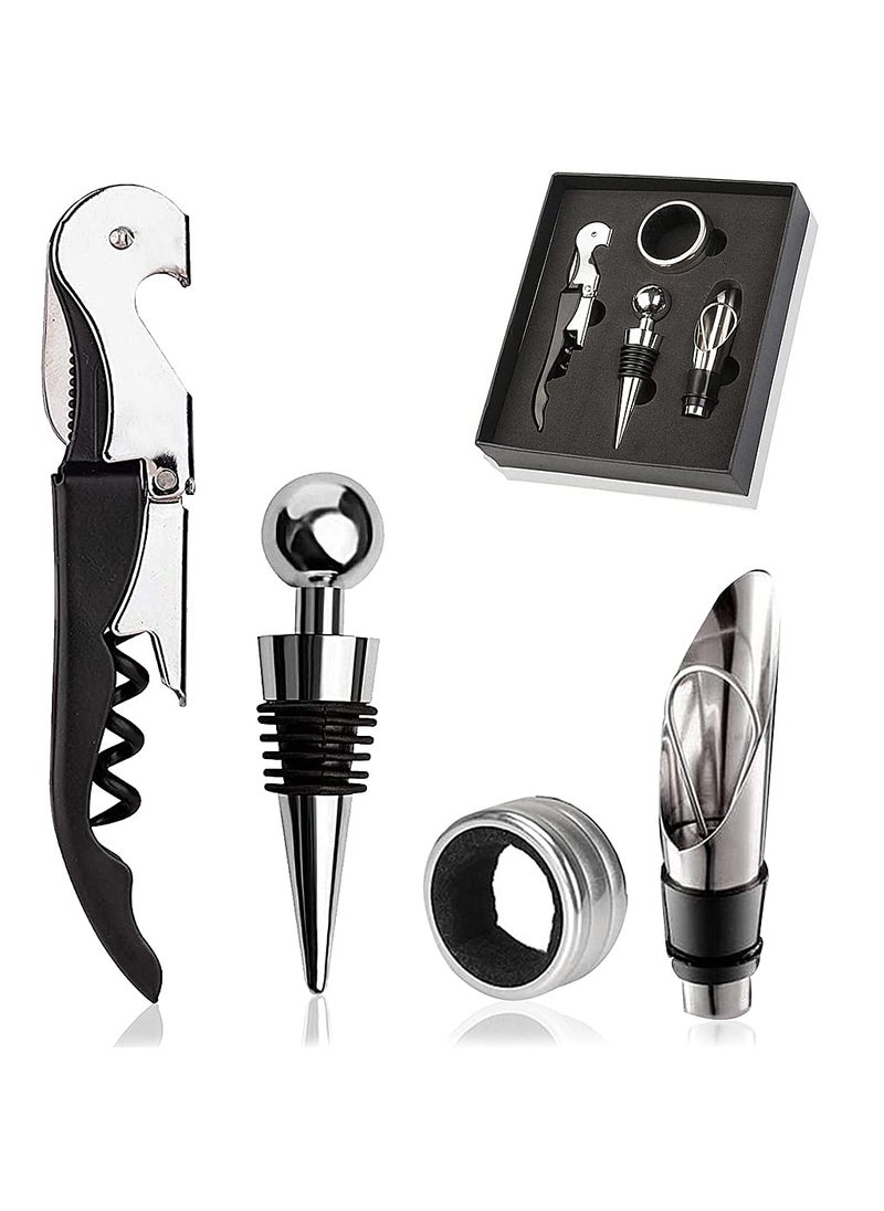 HASTHIP HASTHIP 4PCS Bottle Openers Wine Bottle Opener Kit for Beer or Wine Premium Wine Opener Gift Set Includes Corkscrew Bottle Stopper Wine Pourer and Wine RingGift Packaging  - Image 1