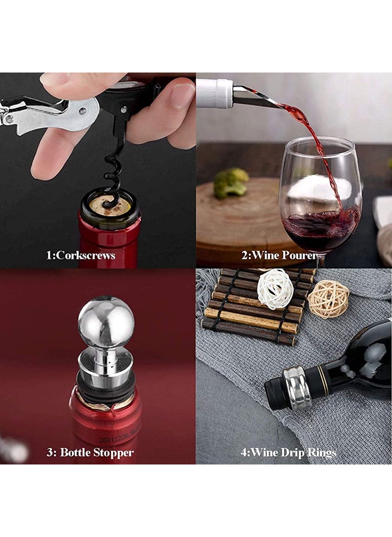 HASTHIP HASTHIP 4PCS Bottle Openers Wine Bottle Opener Kit for Beer or Wine Premium Wine Opener Gift Set Includes Corkscrew Bottle Stopper Wine Pourer and Wine RingGift Packaging  - Image 4