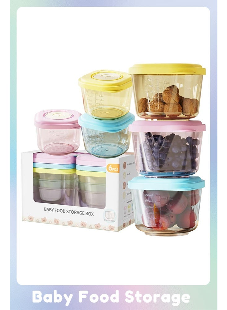 Sharpdo 6 PCS Baby Food Storage with Lid, Reusable Infant Food Containers Jars, Leak-Proof Snack Container for Infant & Babies, Microwave Dishwasher Friendly, 150ml - Image 1