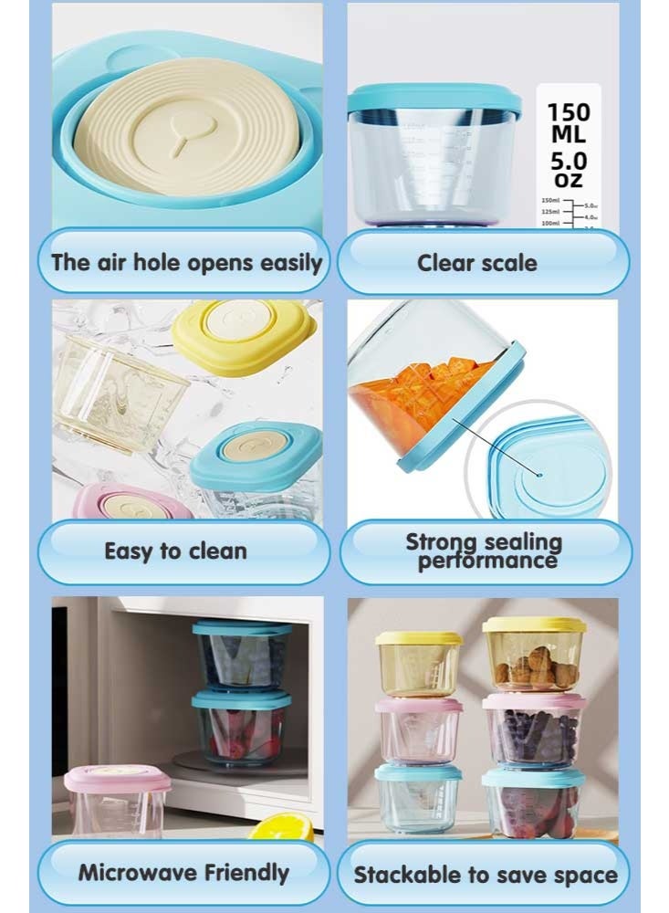 Sharpdo 6 PCS Baby Food Storage with Lid, Reusable Infant Food Containers Jars, Leak-Proof Snack Container for Infant & Babies, Microwave Dishwasher Friendly, 150ml - Image 4