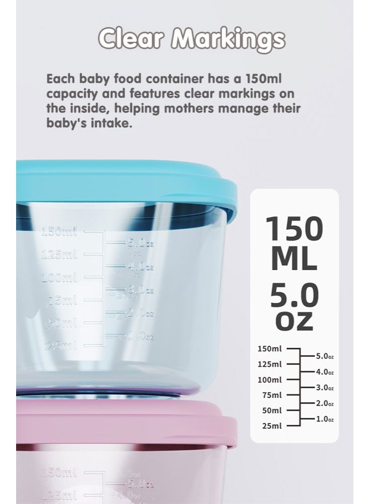 Sharpdo 6 PCS Baby Food Storage with Lid, Reusable Infant Food Containers Jars, Leak-Proof Snack Container for Infant & Babies, Microwave Dishwasher Friendly, 150ml - Image 3