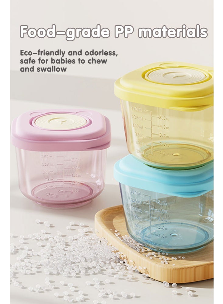 Sharpdo 6 PCS Baby Food Storage with Lid, Reusable Infant Food Containers Jars, Leak-Proof Snack Container for Infant & Babies, Microwave Dishwasher Friendly, 150ml - Image 2