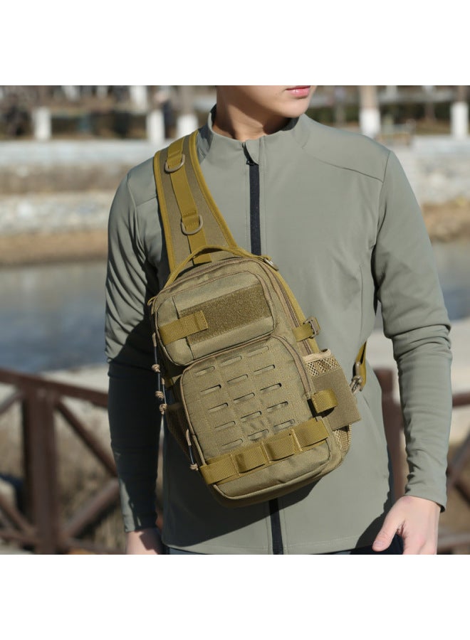 Generic Outdoor Tactical Chest Bag Men's Laser Cut Crossbody Bag Waterproof Multifunctional Riding Shoulder Bag Tactical Satchel-Color:Green  - Image 3