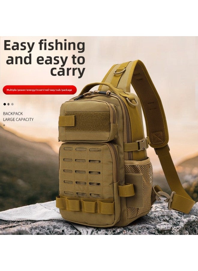 Generic Outdoor Tactical Chest Bag Men's Laser Cut Crossbody Bag Waterproof Multifunctional Riding Shoulder Bag Tactical Satchel-Color:Green  - Image 2
