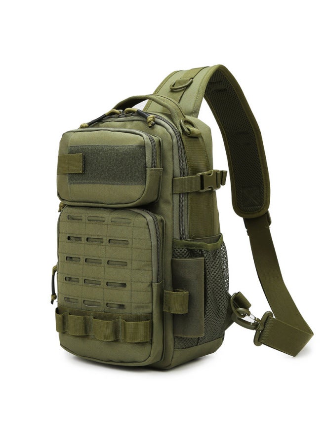 Generic Outdoor Tactical Chest Bag Men's Laser Cut Crossbody Bag Waterproof Multifunctional Riding Shoulder Bag Tactical Satchel-Color:Green  - Image 1