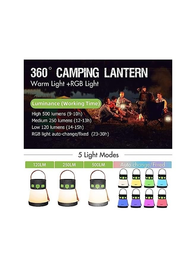 erorex Camping Lantern,LED Portable Flashlight RGB Camping Lights Waterproof for Power outages, Camp, Tents, Hiking, Fishing, Emergency, Hurricane, 3-in-1,Suitable for Emergency Hiking - Image 2