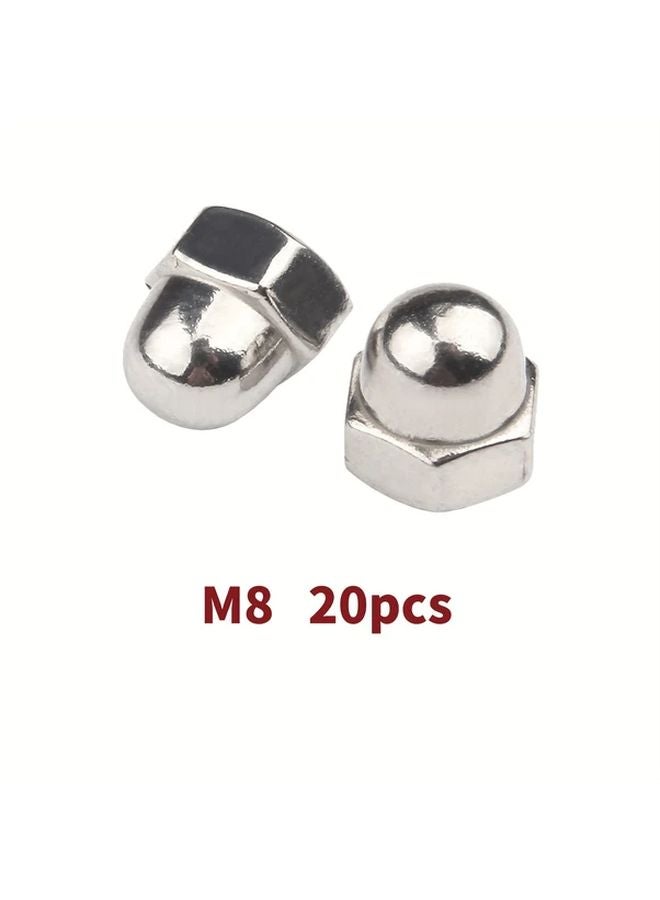 20pcs M8 304 Stainless Steel Acorn Cap Nuts Dome Head Hex Cover Decorative - Image 1
