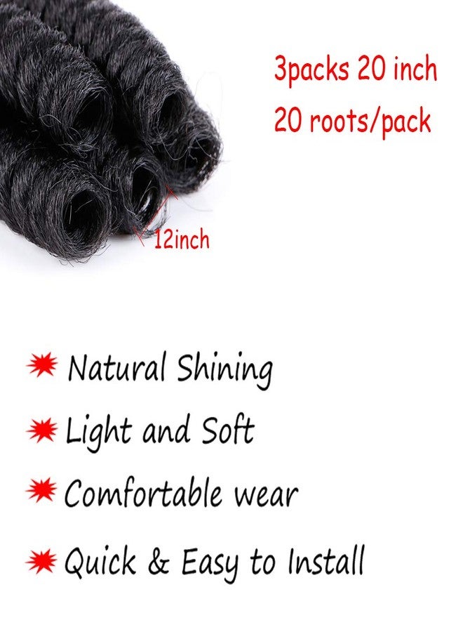 MIMAN 3 Packs 20 Inch Short Curly Crochet Hair Braids for Black Women 12MM 20roots/pack Synthetic Crochet Braiding Hair Extensions for Women DIY Mohawk Afro Braided Hairstyle (Natural Black #1B) - Image 3