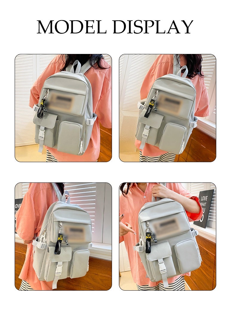 DUNISO مجموعة حقائب ظهر مدرسية للأطفال مكونة من 5 قطع من القماش، مجموعة حقائب كمبيوتر محمول مدرسية للأطفال مع حقيبة حمل، وحقيبة كتف، وصندوق أقلام، وحقيبة صغيرة، وحقيبة كتب ذات سعة كبيرة للفتيات والأولاد، ومستلزمات العودة إلى المدرسة - Image 2