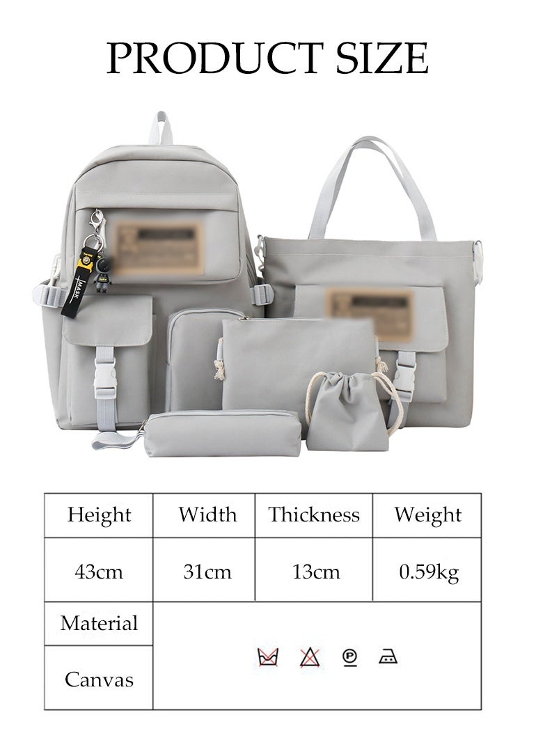 DUNISO مجموعة حقائب ظهر مدرسية للأطفال مكونة من 5 قطع من القماش، مجموعة حقائب كمبيوتر محمول مدرسية للأطفال مع حقيبة حمل، وحقيبة كتف، وصندوق أقلام، وحقيبة صغيرة، وحقيبة كتب ذات سعة كبيرة للفتيات والأولاد، ومستلزمات العودة إلى المدرسة - Image 3