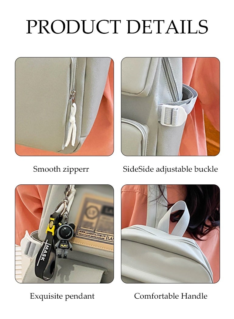 DUNISO مجموعة حقائب ظهر مدرسية للأطفال مكونة من 5 قطع من القماش، مجموعة حقائب كمبيوتر محمول مدرسية للأطفال مع حقيبة حمل، وحقيبة كتف، وصندوق أقلام، وحقيبة صغيرة، وحقيبة كتب ذات سعة كبيرة للفتيات والأولاد، ومستلزمات العودة إلى المدرسة - Image 5