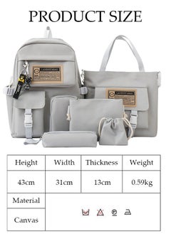 DUNISO 5PCS Kids School Backpack Set Canvas Laptop School Bag Sets for Kids with Tote Bag,Shoulder Bag,Pencil Box,Small Bag ,Large-capacity Bookbag for Girls Boys Back to School Supplies  - Image 4