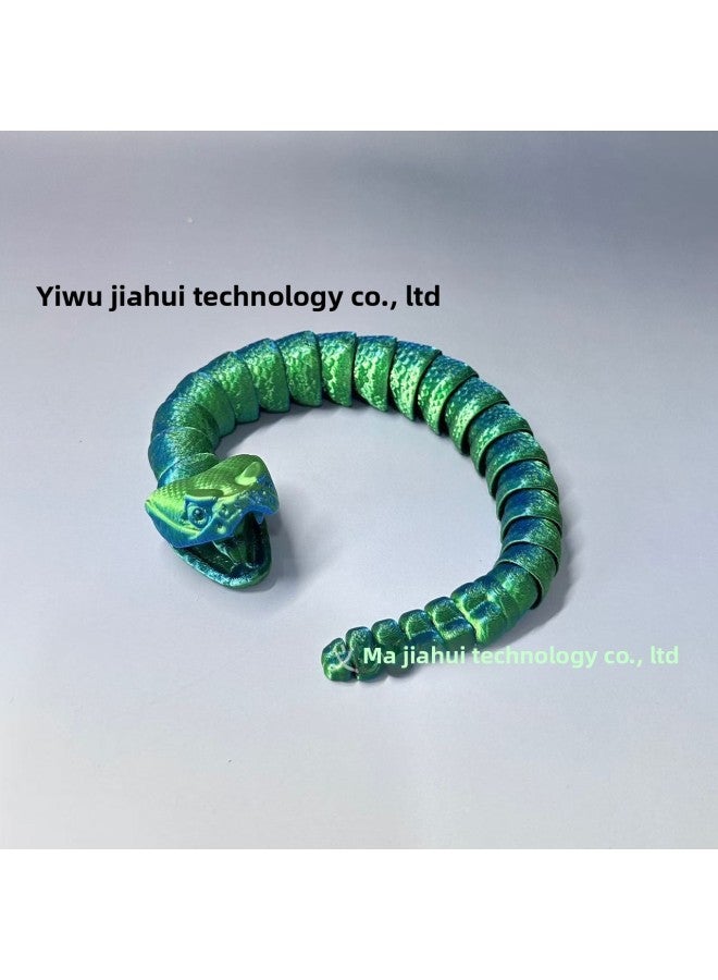 3D Printing Rattlesnake Toys Viper Children's Gift Creative Full Body Active Explosions Printing Rattlesnake-Color:Blue Green-Specifications:14cm Long  - Image 1