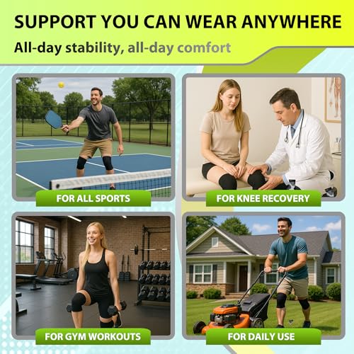 BLITZU Knee Compression Sleeves (1 Pair) – Support for Running, Joint Pain, Arthritis, Injury Recovery – Men & Women Beige L - Image 5