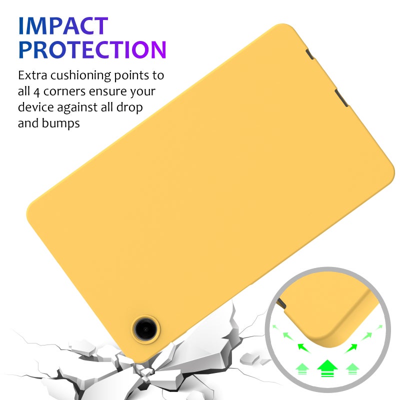 For Samsung Galaxy Tab A11 / A9 Pure Color Liquid Silicone Shockproof Tablet Case(Yellow) - Image 4