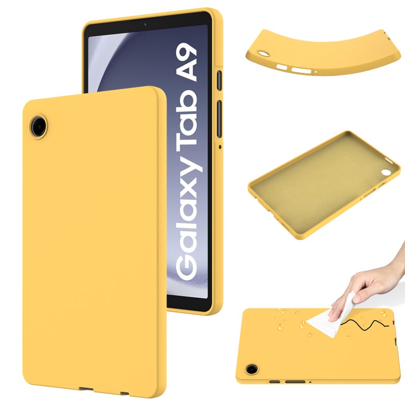 For Samsung Galaxy Tab A11 / A9 Pure Color Liquid Silicone Shockproof Tablet Case(Yellow) - Image 1
