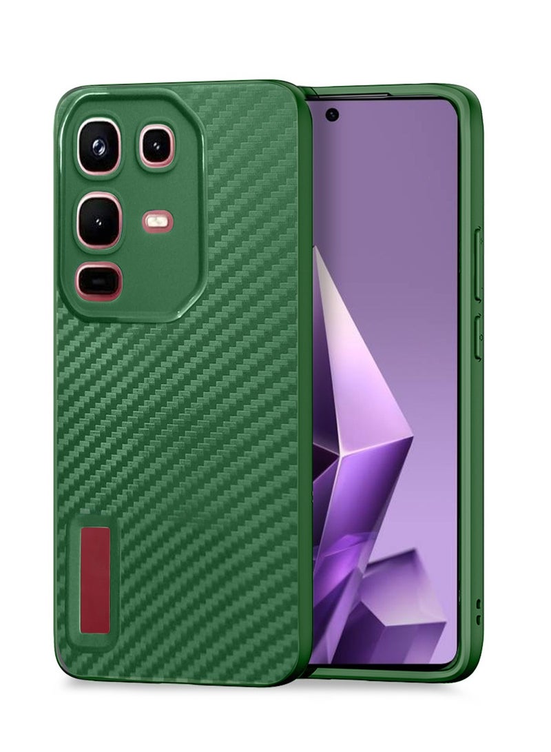 Wtech Infinix Note 50 Pro 4G 2025 Liquid Silicone Carbon Fiber Texture Case Cover (MCFPSN) - Dark Green - Image 1