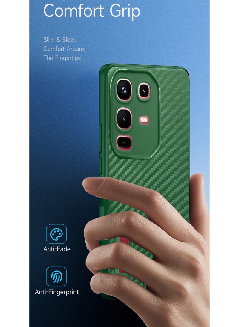 Wtech Infinix Note 50 Pro 4G 2025 Liquid Silicone Carbon Fiber Texture Case Cover (MCFPSN) - Dark Green - Image 2