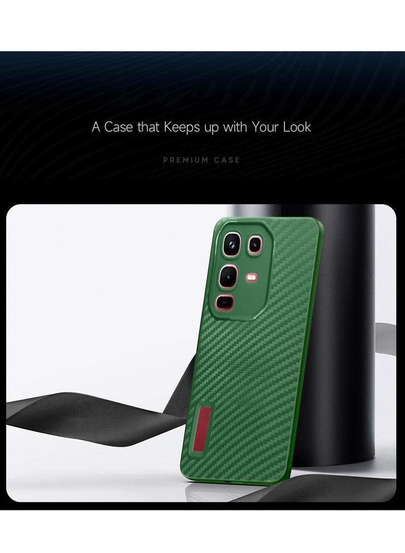 Wtech Infinix Note 50 Pro 4G 2025 Liquid Silicone Carbon Fiber Texture Case Cover (MCFPSN) - Dark Green - Image 3