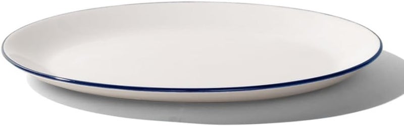 Madein Made In Cookware  Serving Platter  White With Navy Rim Porcelain England - Image 1