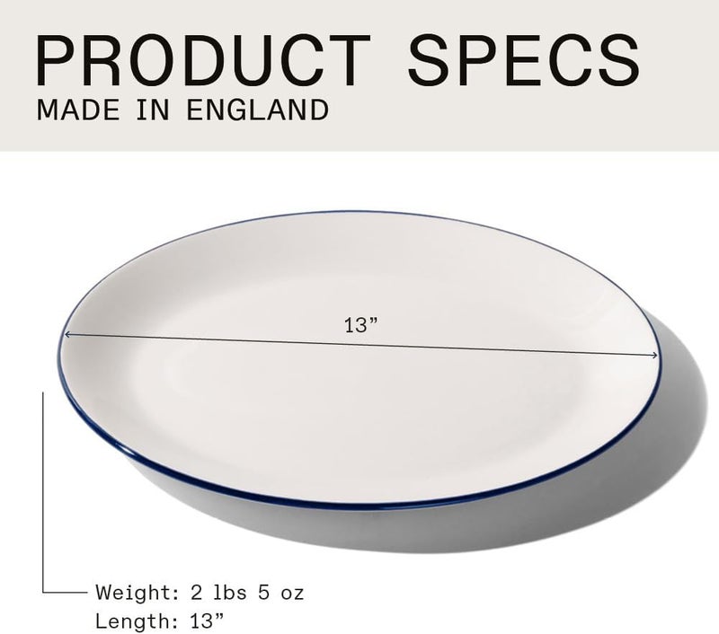 Madein Made In Cookware  Serving Platter  White With Navy Rim Porcelain England - Image 5