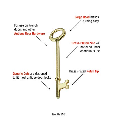 Lucky Line Skeleton Key with Notch TIP for Warded Locks, Antique Doors & Locks, 10 Pack (87110) - Image 4