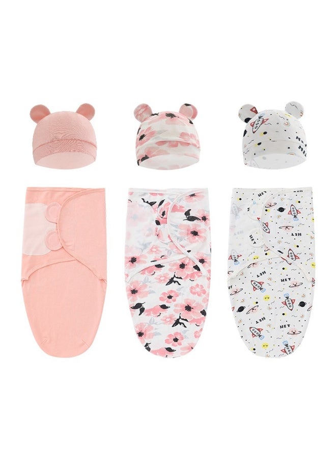 Generic 3 Pcs Baby Swaddle Wrap for Newborn Sleep Sack 100% Cotton Muslin Adjustable Sleepsack Sleep Bag with Beanie Baby hats  - Image 1