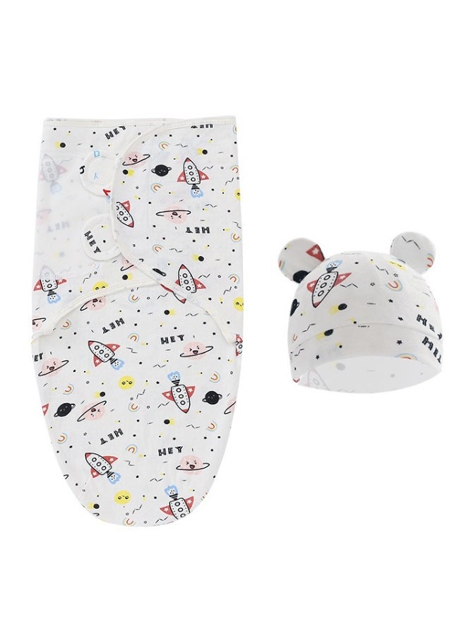 Generic 3 Pcs Baby Swaddle Wrap for Newborn Sleep Sack 100% Cotton Muslin Adjustable Sleepsack Sleep Bag with Beanie Baby hats  - Image 4