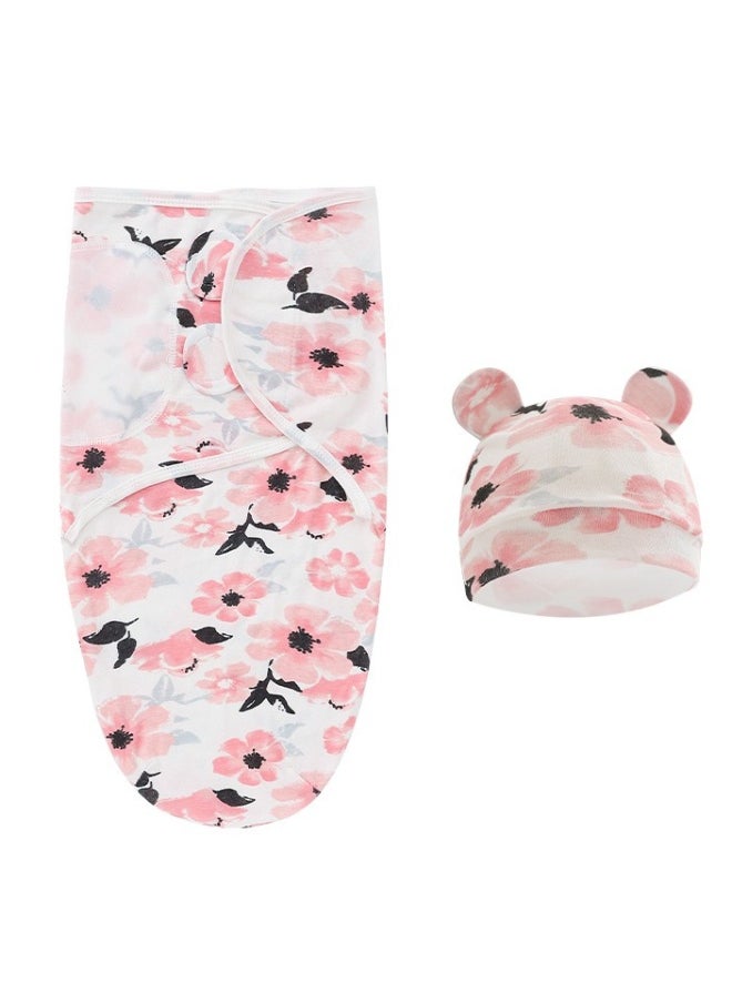 Generic 3 Pcs Baby Swaddle Wrap for Newborn Sleep Sack 100% Cotton Muslin Adjustable Sleepsack Sleep Bag with Beanie Baby hats  - Image 3